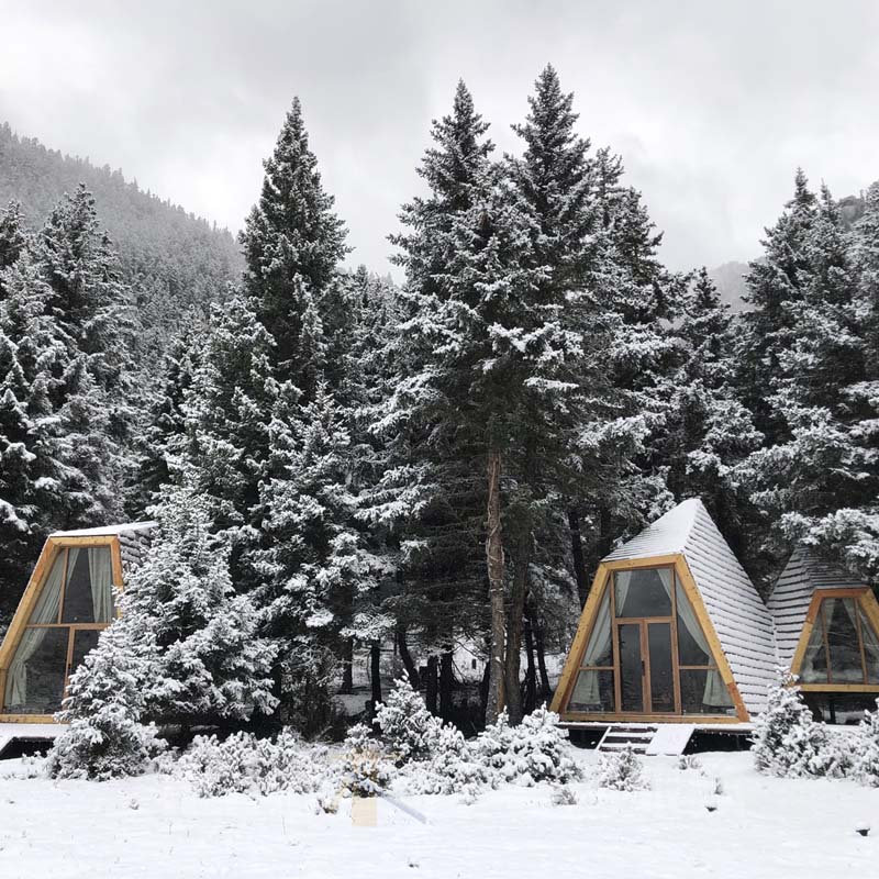 阿坝州光和云朵民宿：树屋雪景日景